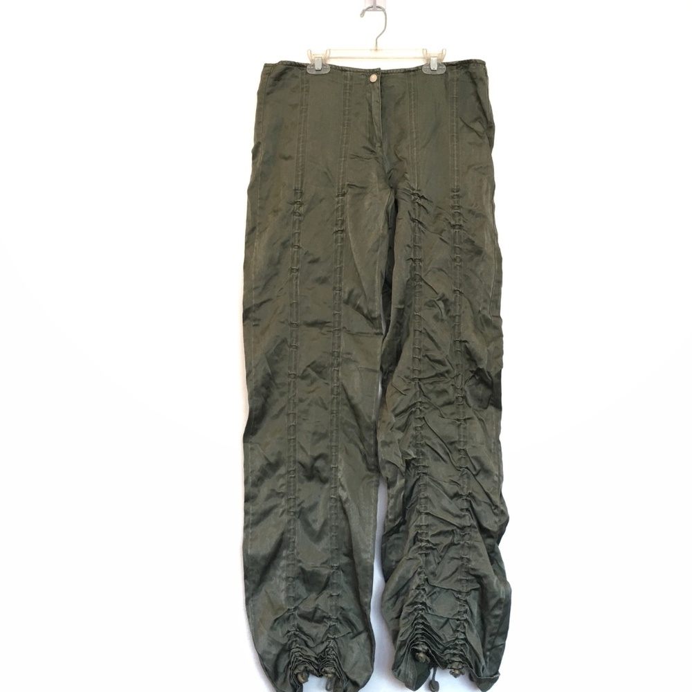 [LANI] Metallic green pull up adjustable pants